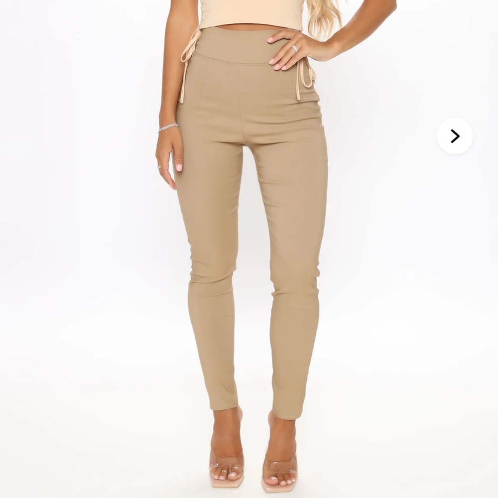 Tan High-Waisted Pants